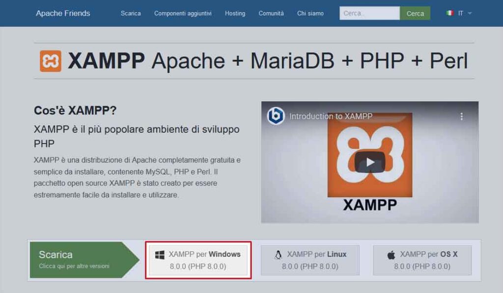 Download XAMPP per Windows